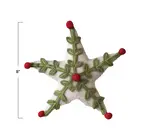 Tree Topper | Wool Felt | Green Holly | Red Poms