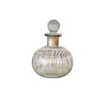 Mini Decanter | Etched Glass | Gold Finish Pattern | Diamond Stopper