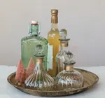 Mini Decanter | Etched Glass | Gold Finish Pattern | Diamond Stopper