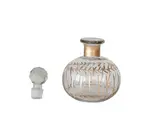 Mini Decanter | Etched Glass | Gold Finish Pattern | Diamond Stopper