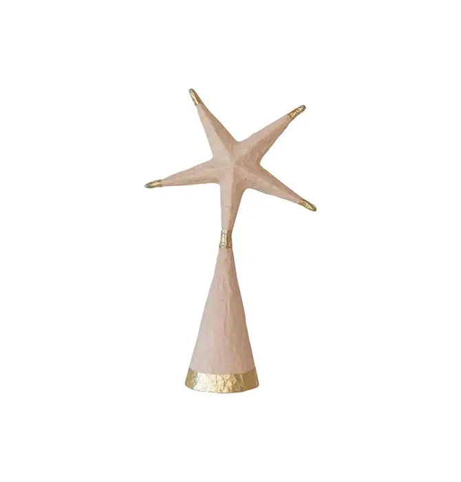 Tree Topper | Paper Mache Star | Gold Foil | Nude Color