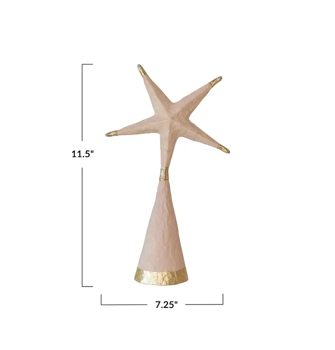 Tree Topper | Paper Mache Star | Gold Foil | Nude Color