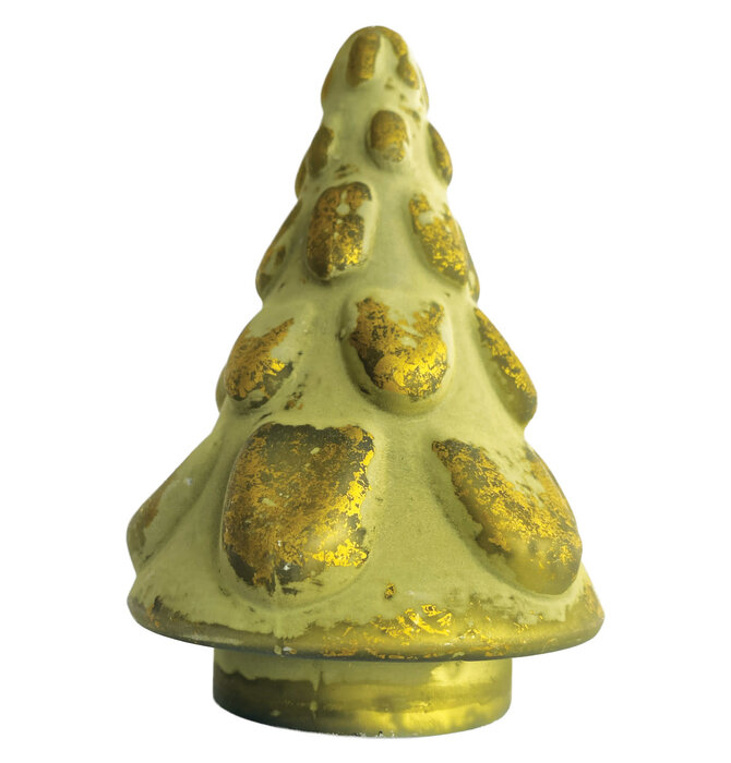 Tree | 6" Recycled Glass | Matte Green & Gold Finish