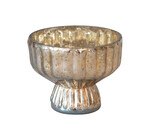 Candle Holder | Mercury Glass | Pleated + Footed | Antique Silver Finish