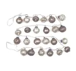 Garland | Recycled Glass Ornament | Silver/Gray + Fabric Ribbon