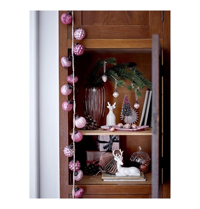 Garland | Mercury Glass Ornament | Pinks + Fabric Ribbon