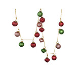 Garland | Recycled Glass Ornament | Red + Pink + Green | Gold Cord