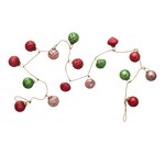 Garland | Mercury Glass Ornament | Red + Pink + Green | Gold Cord