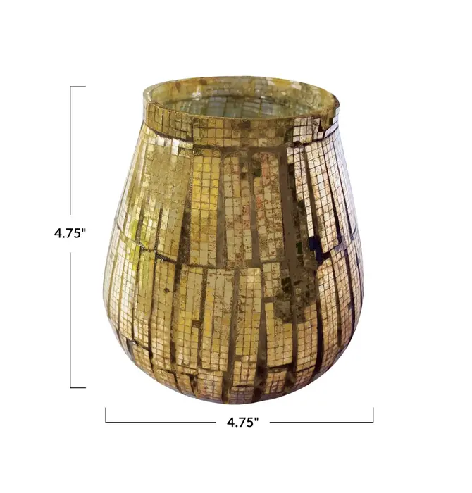 Candle Holder | Tapered Votive | Glass Mosaic | Mirrored