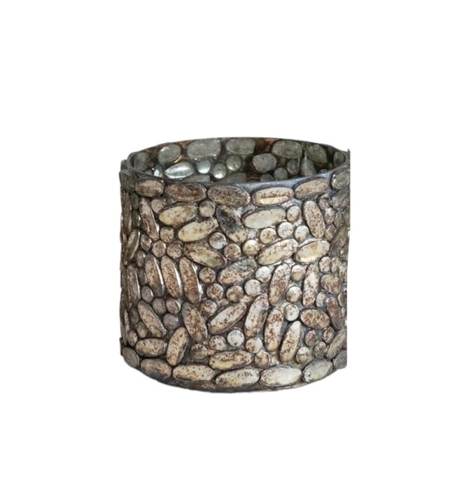 Candle Holder | Votive | Glass Mosaic | Oxidized Pewter