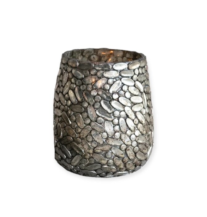 Candle Holder | Votive | Glass Mosaic | Oxidized Pewter