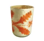Candle Holder | Tealight/Votive | Etched Mercury Glass | Coral/Silver