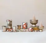 Candle Holder | Tealight/Votive | Etched Mercury Glass | Coral/Silver