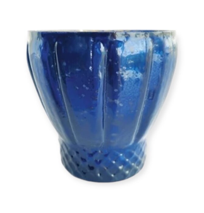 Candle Holder | Votive | Embossed Mercury Glass | Blue Colors