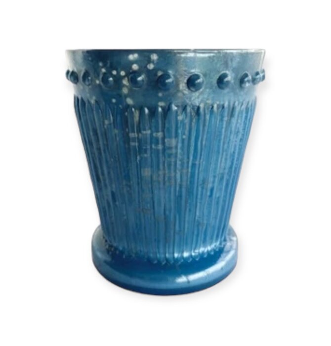 Candle Holder | Votive | Embossed Mercury Glass | Blue Colors