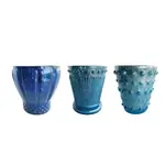 Candle Holder | Votive | Embossed Mercury Glass | Blue Colors