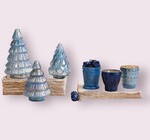 Candle Holder | Votive | Embossed Mercury Glass | Blue Colors
