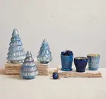 Candle Holder | Votive | Embossed Mercury Glass | Blue Colors