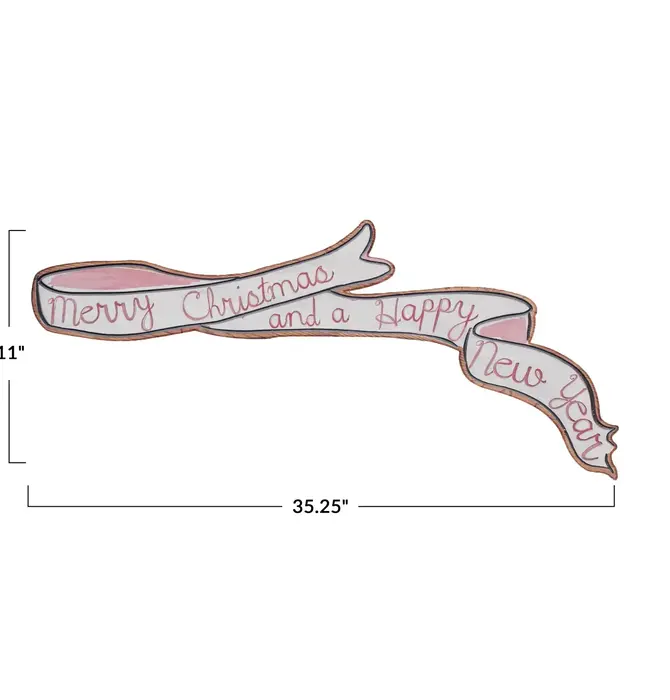 Wall Décor | Wood Ribbon | "Merry Christmas and a Happy New Year"