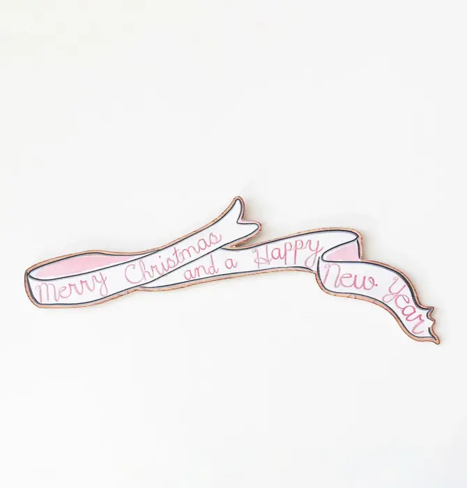 Wall Décor | Wood Ribbon | "Merry Christmas and a Happy New Year"