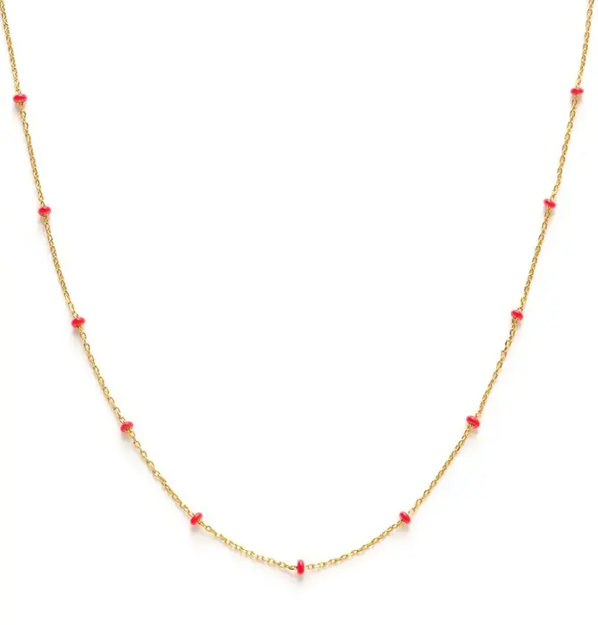 Necklace | Beaded Chain | 14K Gold Plate