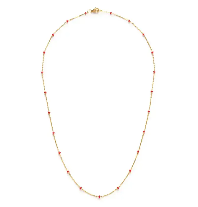 Necklace | Beaded Chain | 14K Gold Plate