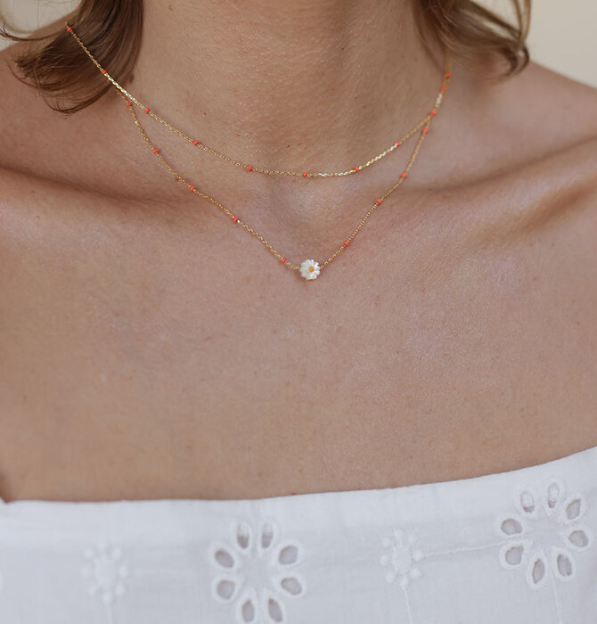 Necklace | Beaded Chain | 14K Gold Plate