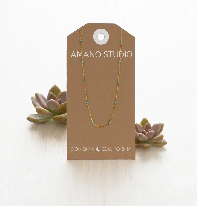 Necklace | Beaded Chain | 14K Gold Plate