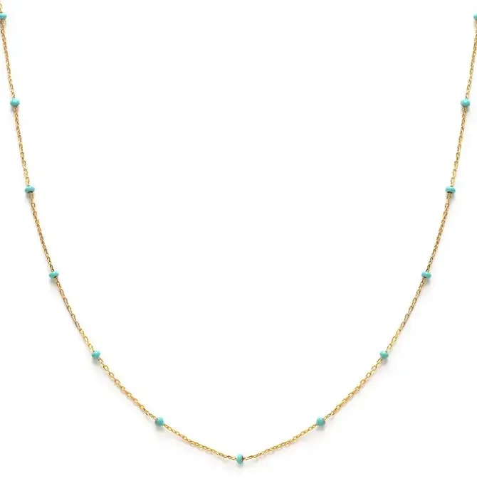 Necklace | Beaded Chain | 14K Gold Plate