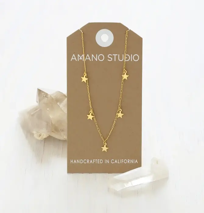 Necklace | Five Stars |14K Gold Plate