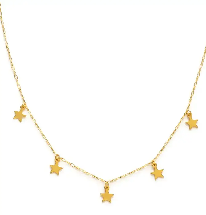 Necklace | Five Stars |14K Gold Plate