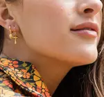 Earrings | Tiny Mushroom Huggies | 24K Gold Plate Brass