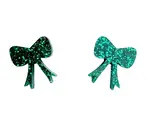 Earrings | Bow Studs | Green Glitter