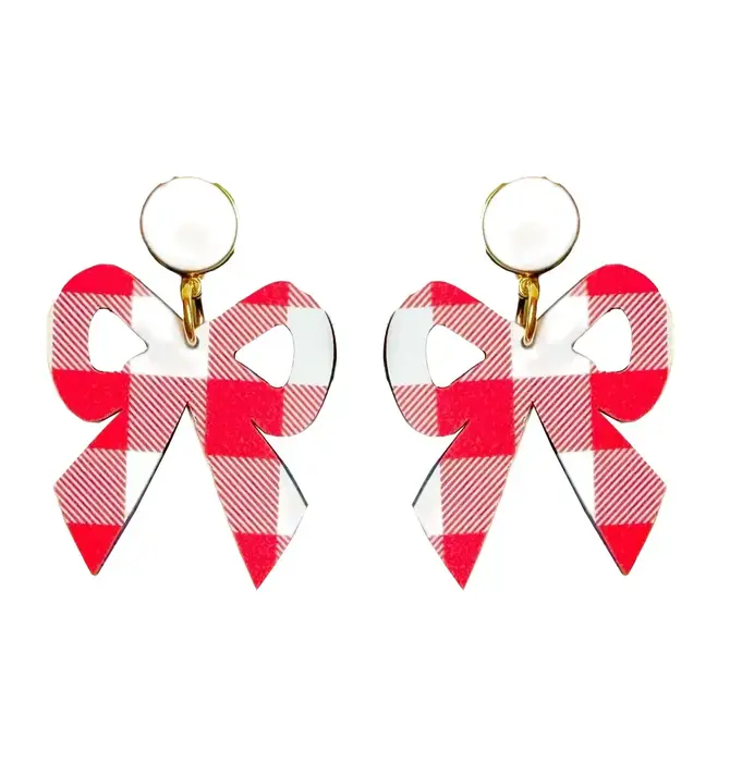 Earrings | Bow Dangle | Gingham