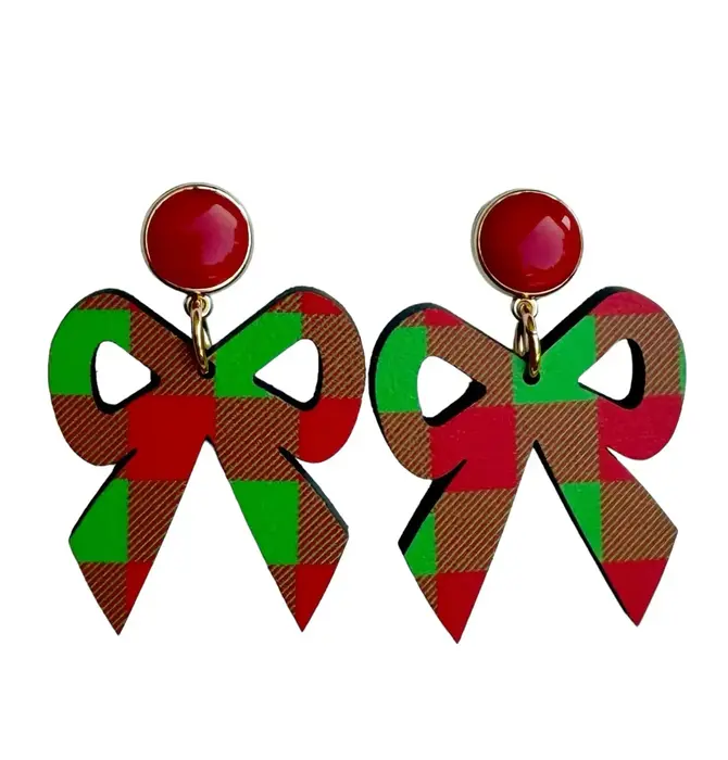 Earrings | Bow Dangle | Gingham