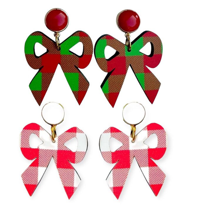 Earrings | Bow Dangle | Gingham