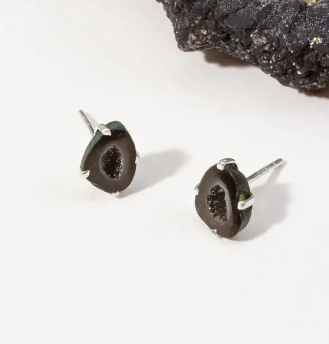 Post Earrings | Sterling Silver | "Down to Earth" Geode