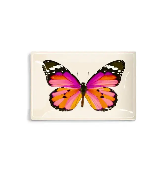 Glass Tray | Decoupage | Pink Sardinia Butterfly
