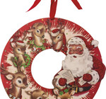 Wreath | Wooden 13" | Retro Reindeer & Santa