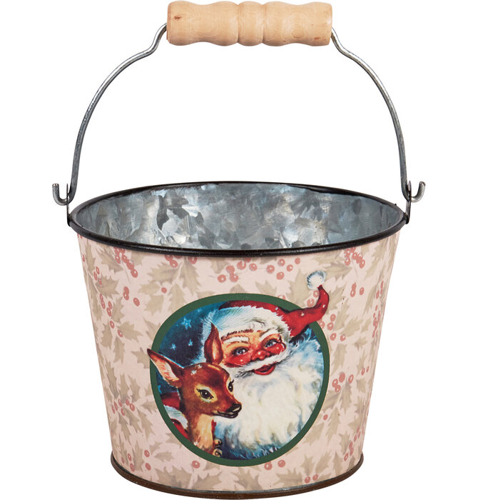 Metal Bucket | Santa Vintage | Cream