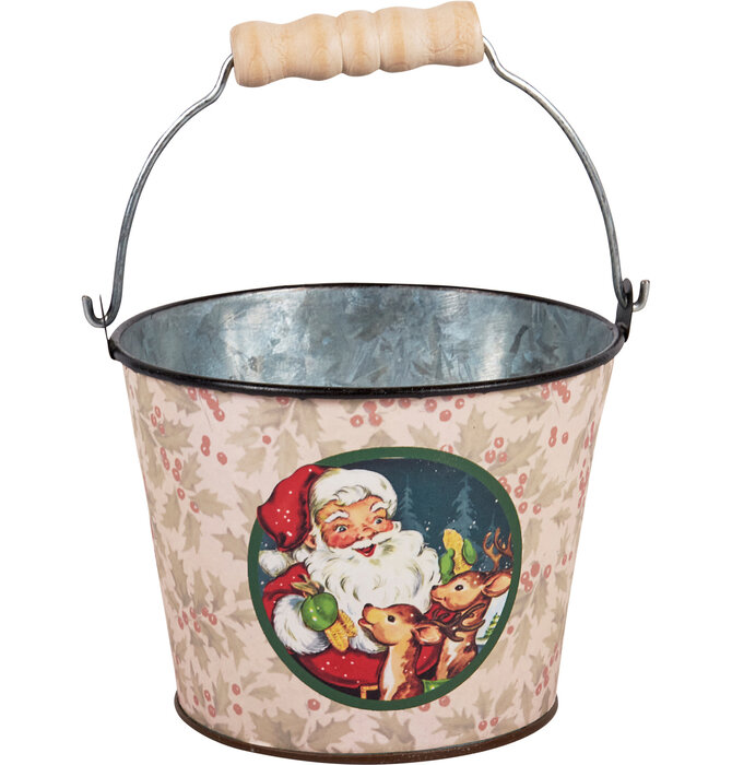 Metal Bucket | Santa Vintage | Cream