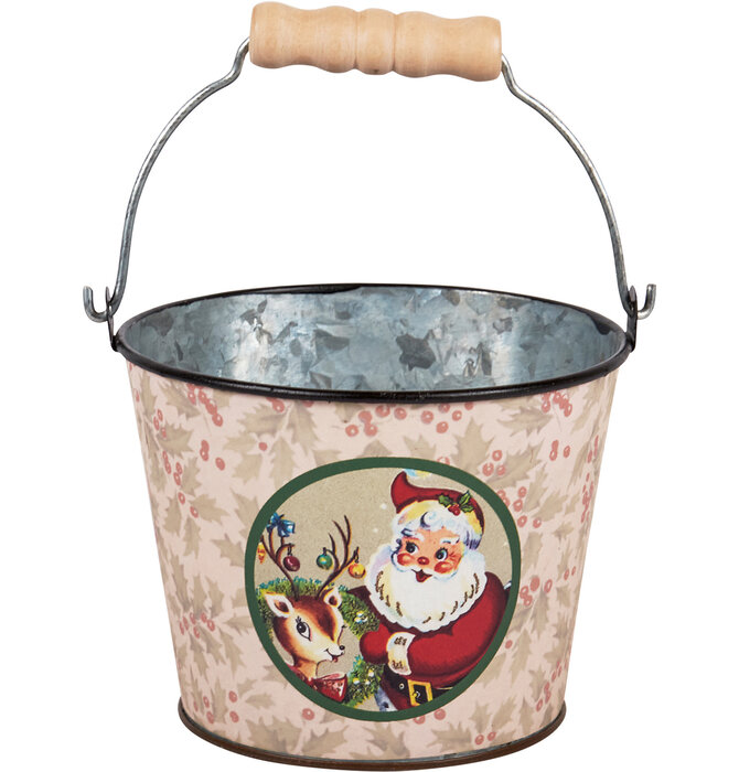 Metal Bucket | Santa Vintage | Cream