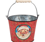 Metal Bucket | Santa Vintage | Red