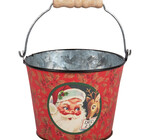 Metal Bucket | Santa Vintage | Red