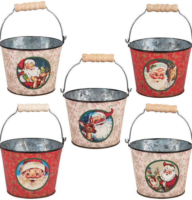 Metal Bucket | Santa Vintage | Cream