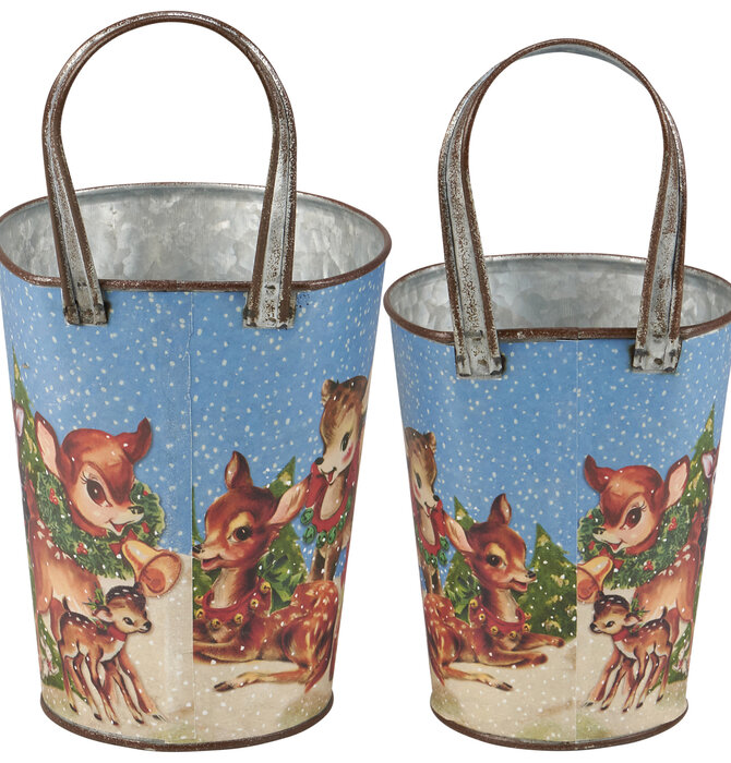 Metal Wall Bucket | Retro Deer