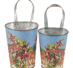 Metal Wall Bucket | Retro Deer (2 Sizes)