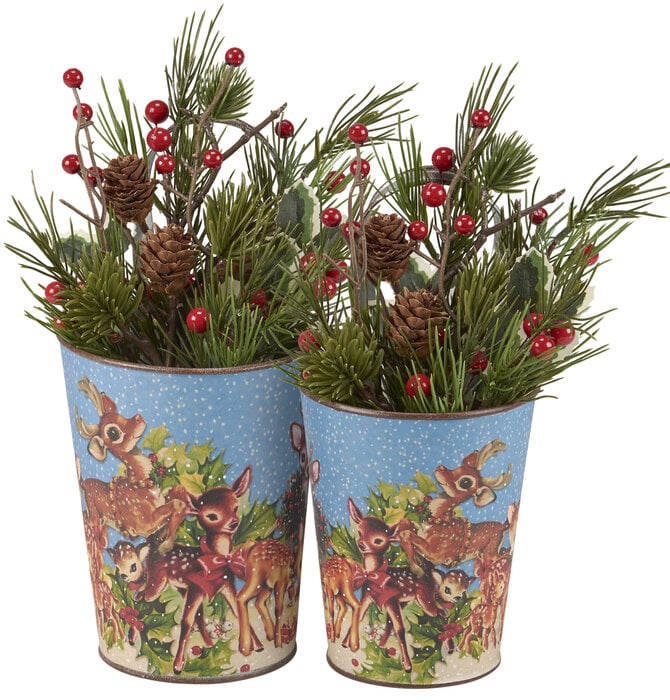 Metal Wall Bucket | Retro Deer (2 Sizes)