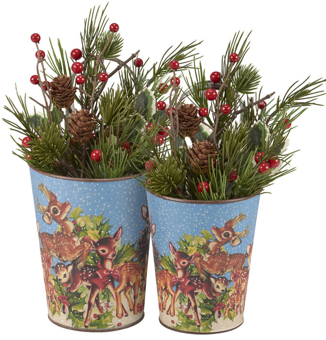 Metal Wall Bucket | Retro Deer