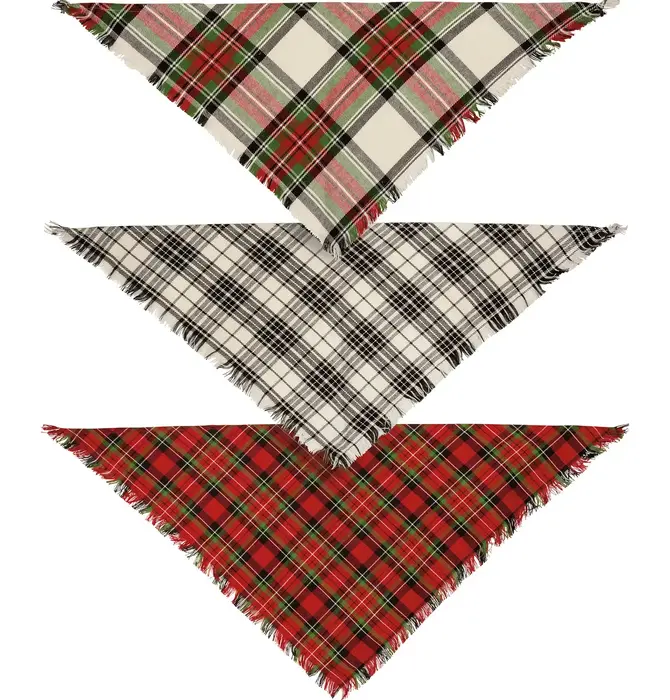 Pet Bandana Set of 3 | Plaid Medium